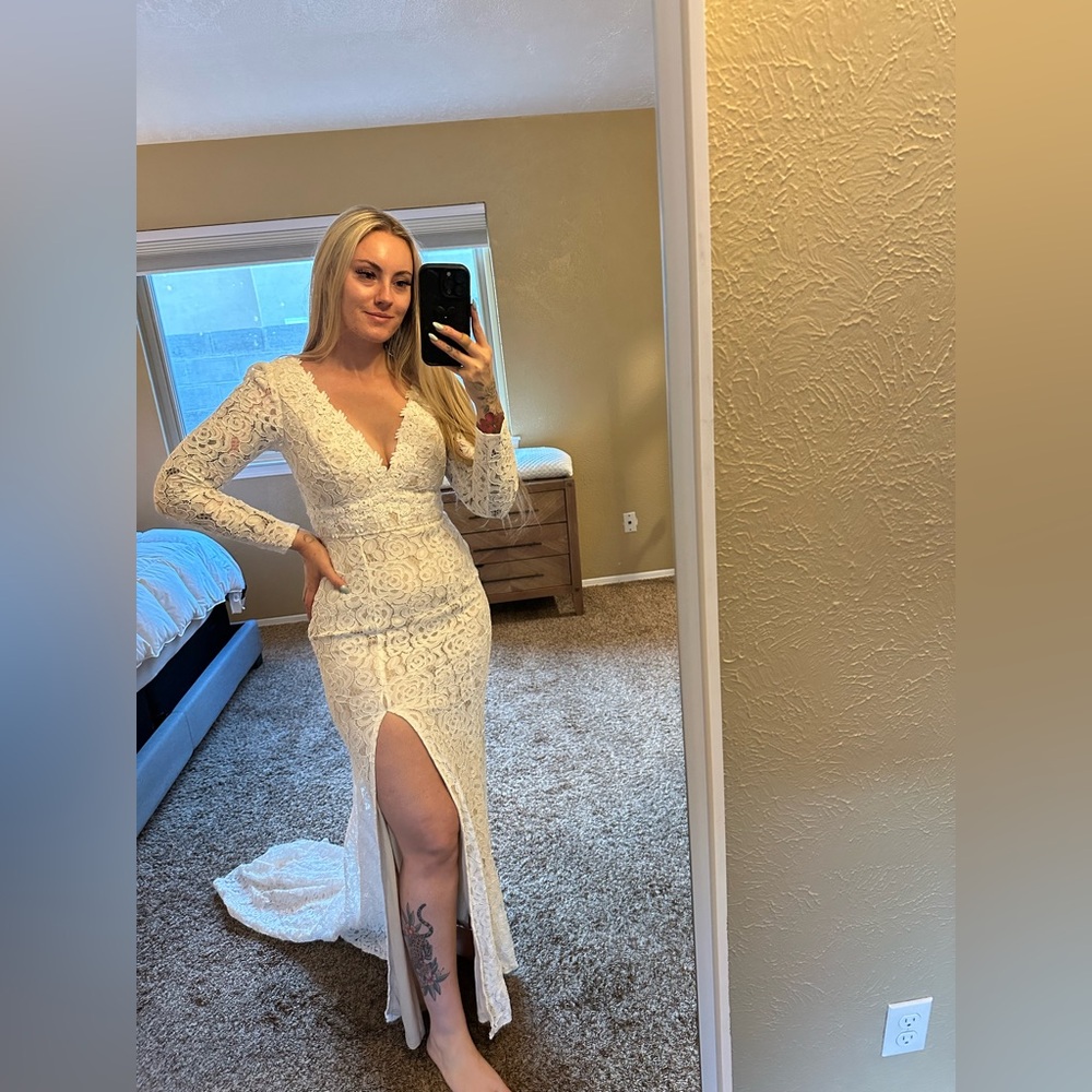 Lulu's Duchess Dress with bell sleeves modified